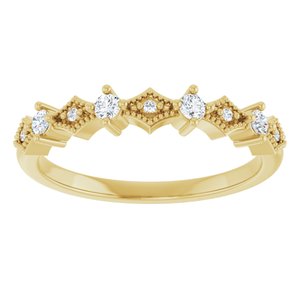 14K Yellow Gold Natural Diamond Round 2 Mm Natural Diamond Polished 1/8 Ctw Natural Diamond Milgrain Anniversary Band Size 7
