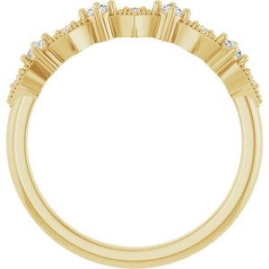 14K Yellow Gold Natural Diamond Round 2 Mm Natural Diamond Polished 1/8 Ctw Natural Diamond Milgrain Anniversary Band Size 7