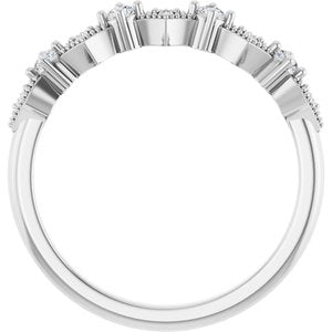 14K White Gold Natural Diamond Round 2 Mm Natural Diamond Polished 1/8 Ctw Natural Diamond Milgrain Anniversary Band Size 7