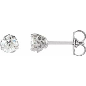 14K White Gold Round 4Mm Si1-Si2, Gh 1/2 Ctw Lab-Grown Diamond 3-Prong Friction Back Infinity-Inspired Earrings
