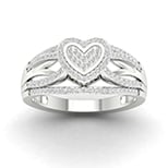 10K White Gold 0.33 Cttw Diamond Ladies Heart Ring