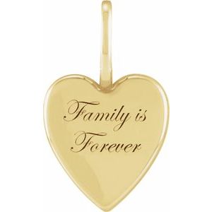 14K Yellow Gold Family Is Forever 18.27 X 10.96 Mm Polished "Family Is Forever" Elongated Heart Pendant
