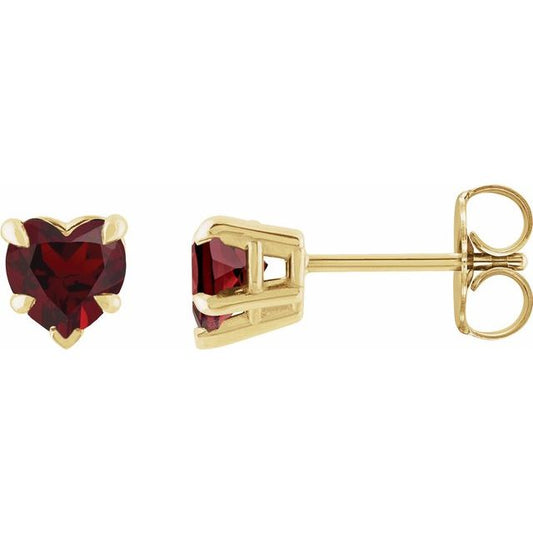 14K Yellow Or White Gold Or Sterling Silver 5 X 5 Mm Heart Friction Back Polished Natural Gemtone 5-Claw Prong Earrings