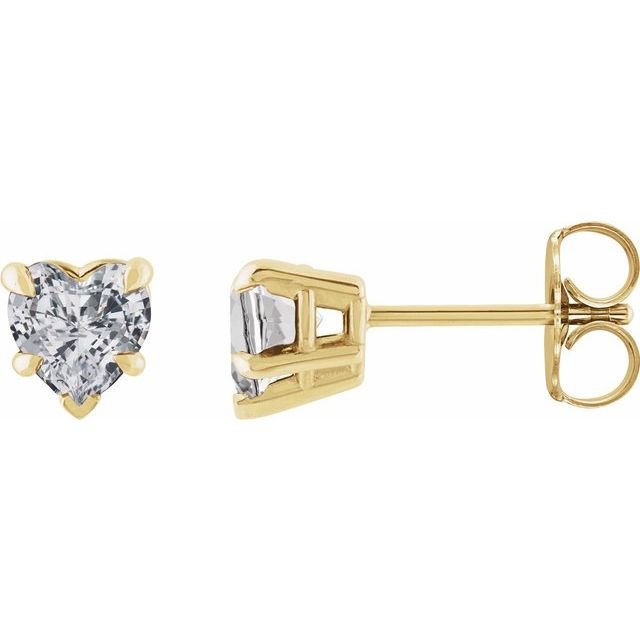 14K Yellow Or White Gold Or Sterling Silver 5 X 5 Mm Heart Friction Back Polished Natural Gemtone 5-Claw Prong Earrings