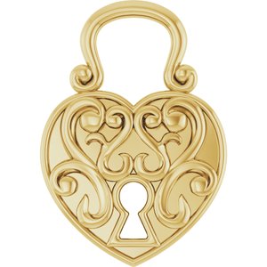14K Yellow Gold 15.37 X 10.78 Mm Polished Vintage Lock Pendant