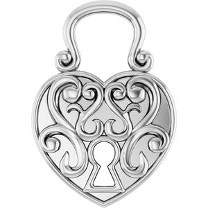 Sterling Silver 15.37 X 10.78 Mm Polished Vintage Lock Pendant