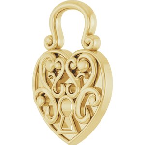 14K Yellow Gold 15.37 X 10.78 Mm Polished Vintage Lock Pendant