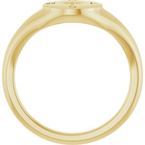 14K Yellow Gold Polished Compass Signet Ring Size 7