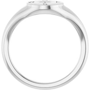 Sterling Silver Polished Compass Signet Ring Size 7