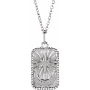Sterling Silver Crescent Moon 20.2 X 9.42 Mm 16-18 In Polished Crescent Necklace