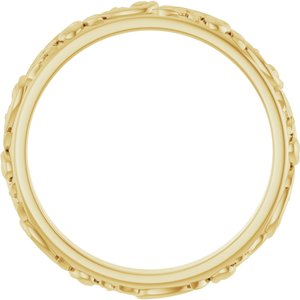 14K Yellow Gold 2.5 Mm Polished Floral-Inspired Band Size 7