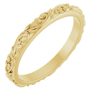 14K Yellow Gold 2.5 Mm Polished Floral-Inspired Band Size 7