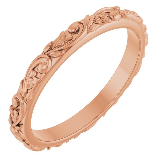 10K Yellow Or White Or Rose Gold 2.5 Mm Polished Sculptural Standard-Fit Band