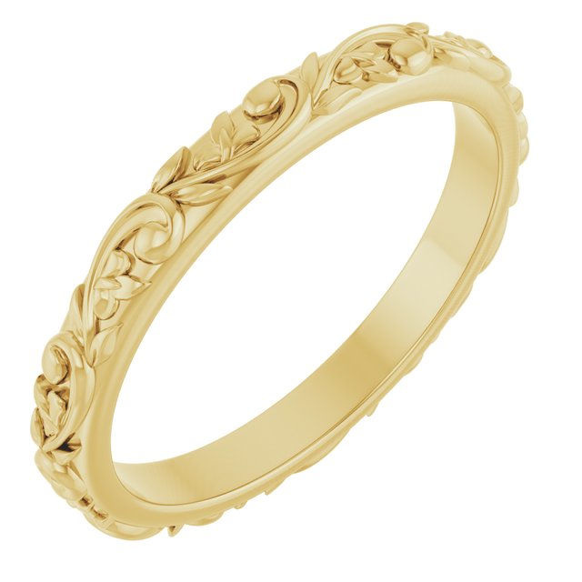 10K Yellow Or White Or Rose Gold 2.5 Mm Polished Sculptural Standard-Fit Band