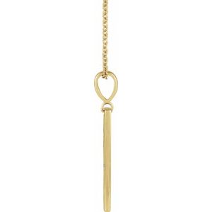 14K Yellow Gold Round 1.2Mm G-H I1 Natural Diamond Accented "Xo" Pierced Bar Necklace, Length: 18 In