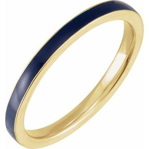 14K Yellow Gold Blue Enamel 2 Mm Polished Blue Enamel Stackable Ring Size 7