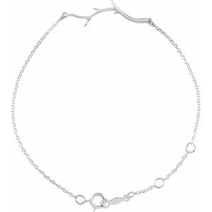 Sterling Silver 25.4 X 8.62 Mm 6 1/2-7 1/2 In Polished Branch Bar Bracelet