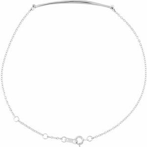 14K White Gold 36.84 X 4.38 Mm 6 1/2-7 1/2 In Polished Curved Bar Bracelet