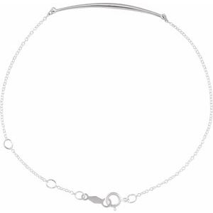 Sterling Silver 36.84 X 4.38 Mm 6 1/2-7 1/2 In Polished Curved Bar Bracelet