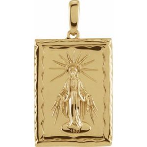 14K Yellow Gold 22.58 X 15 Mm Polished Miraculous Medal