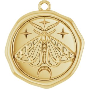 14K Yellow Gold Moth 23.46 X 15.7 Mm Polished Moth Pendant