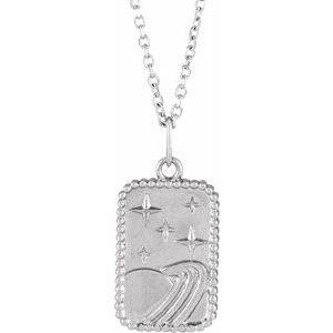 Sterling Silver Galaxy 20.2 X 9.42 Mm 16-18 In Polished Galaxy Necklace