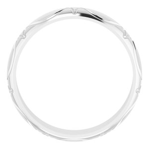 14K White Gold 6 Mm Polished Inverted Pattern Wedding Band Size 11.5