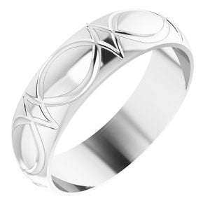 14K White Gold 6 Mm Polished Inverted Pattern Wedding Band Size 10