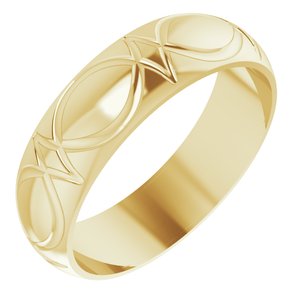 14K Yellow Gold 6 Mm Polished Inverted Pattern Wedding Band Size 10