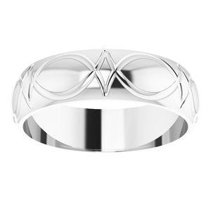 14K White Gold 6 Mm Polished Inverted Pattern Wedding Band Size 11.5