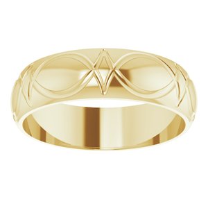 14K Yellow Gold 6 Mm Polished Inverted Pattern Wedding Band Size 10