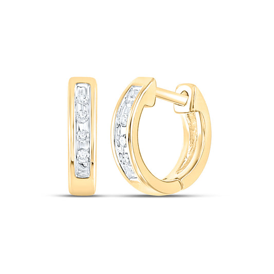 10K Yellow Gold Womens Round Diamond Small Earrings 1/20 Cttw, Length: 0.38 In, Width: 0.38 In
