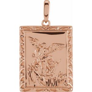 14K Rose Gold 19.83 X 15.97 Mm Polished St. Michael Medal