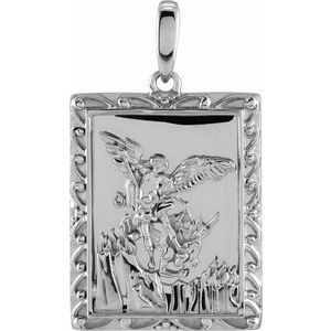 14K White Gold 19.83 X 15.97 Mm Polished St. Michael Medal