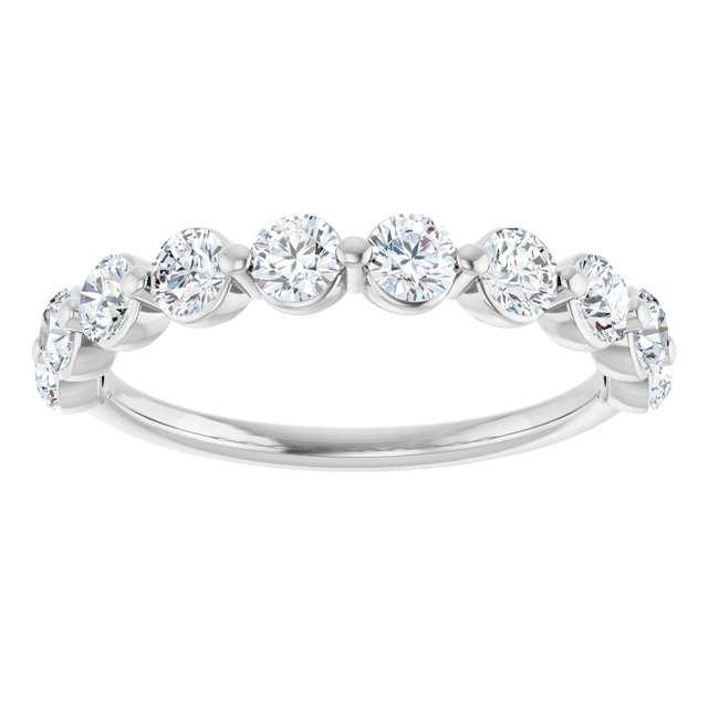 14K White Gold Round 3 Mm Polished 1 Ctw Lab-Grown Diamond Anniversary Band, Size 7
