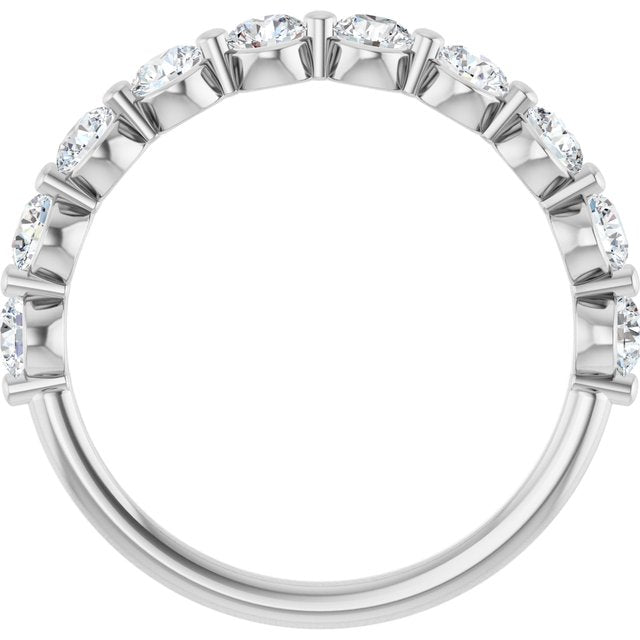 14K White Gold Round 3 Mm Polished 1 Ctw Lab-Grown Diamond Anniversary Band, Size 7