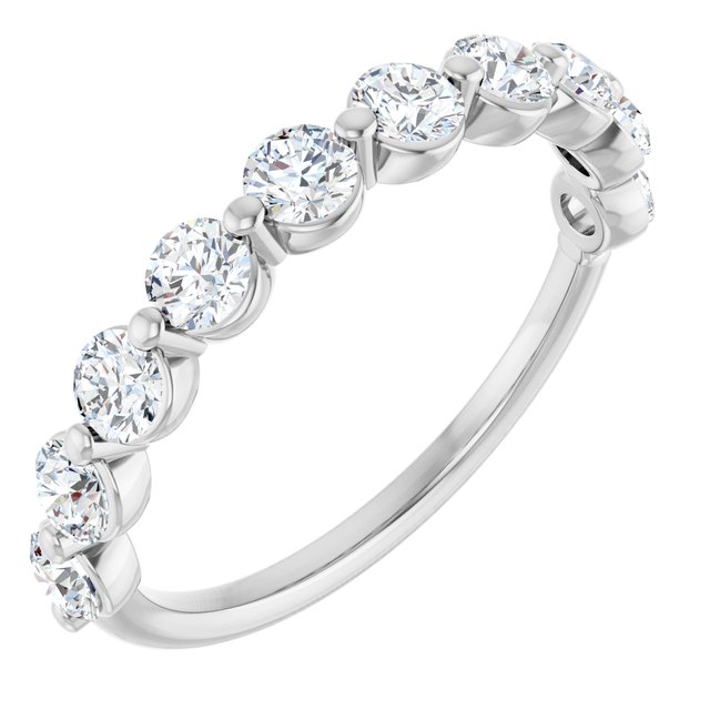 14K White Gold Round 3 Mm Polished 1 Ctw Lab-Grown Diamond Anniversary Band, Size 7