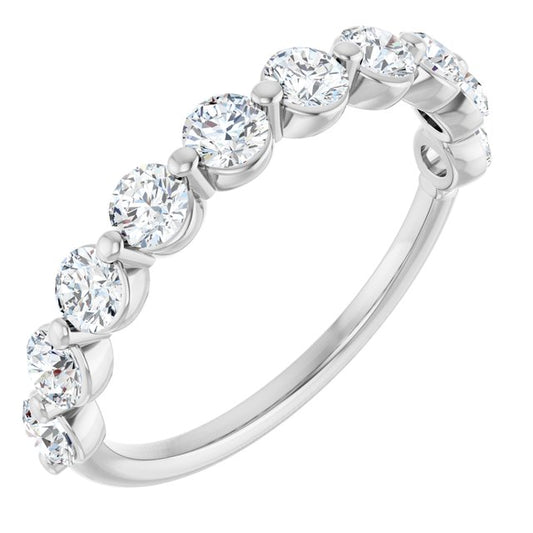 14K White Gold Round 3 Mm Polished 1 Ctw Lab-Grown Diamond Anniversary Band, Size 7