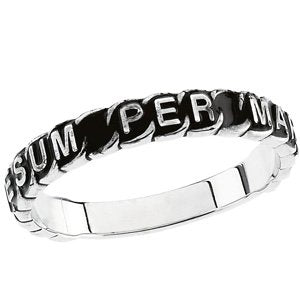 14K White Gold To Jesus Through Mary Consecration Ring Size 7