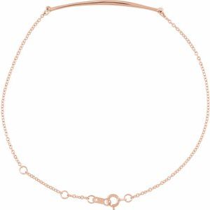 14K Rose Gold 36.84 X 4.38 Mm 6 1/2-7 1/2 In Polished Curved Bar Bracelet