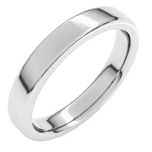 14K Yellow Or White Or Rose Gold 4 Mm Flat Comfort Fit Heavy With Round Edge Band