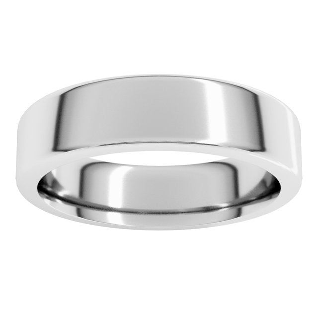 14K Yellow Or White Gold Or Platinum Heavyweight Comfort-Fit Round Edge Flat Band