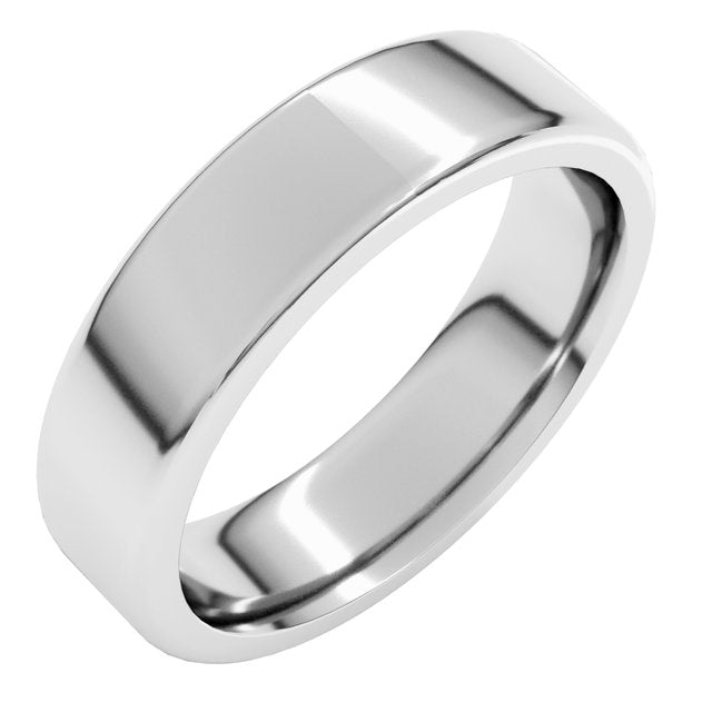 14K Yellow Or White Gold Or Platinum Heavyweight Comfort-Fit Round Edge Flat Band