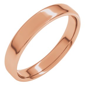 18K Yellow Or White Or Rose Gold Lightweight Round-Edge Comfort-Fit Flat Band