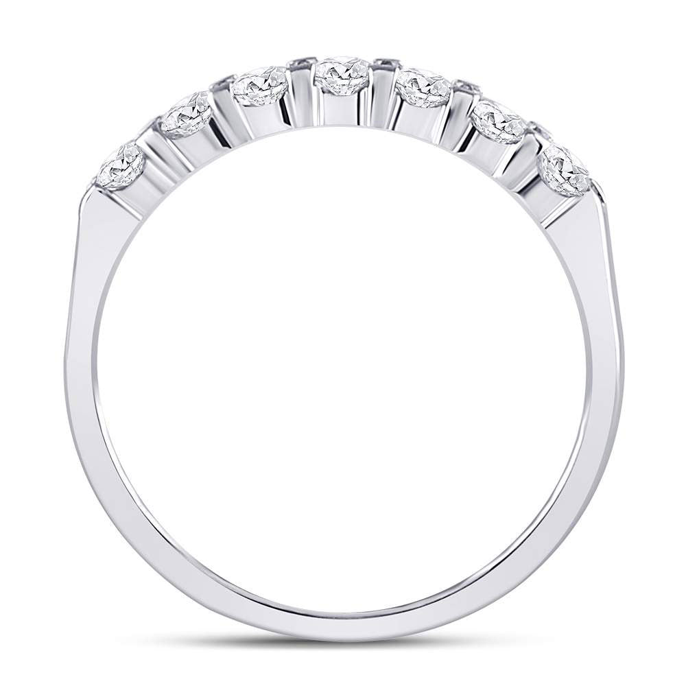 14K White Gold Womens Round Diamond Single Row Machine-set Wedding Band 1/2 Cttw, Womens Size: 5-10