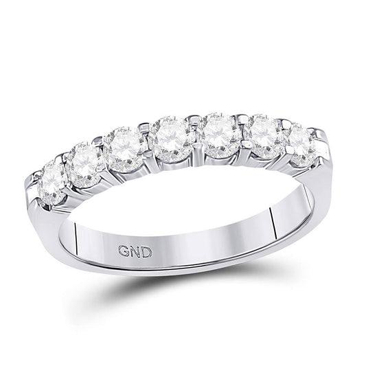 14K White Gold Womens Round Diamond Single Row Comfort Wedding Band 3/4 Cttw, Womens Size: 5-10