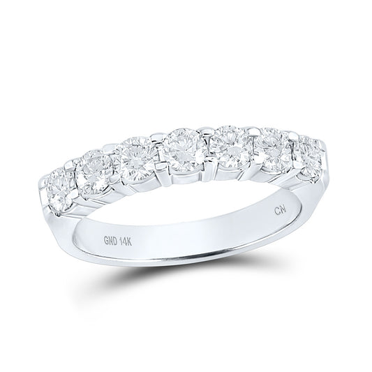 14K White Gold Womens Round Diamond Single Row Comfort Wedding Band 1 Cttw, Womens Size: 5-10
