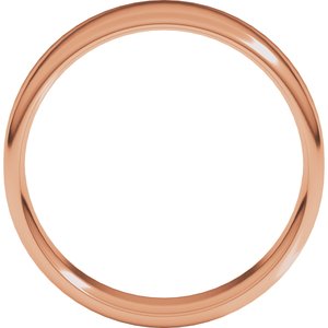 18K Yellow Or White Or Rose Gold Lightweight Round-Edge Comfort-Fit Flat Band