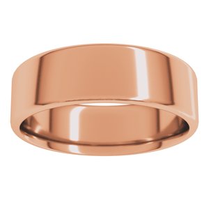 18K Yellow Or White Or Rose Gold Lightweight Round-Edge Comfort-Fit Flat Band