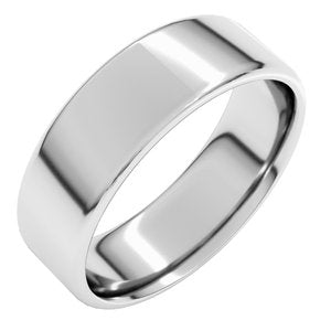 14K Yellow Gold Or Platinum 7 Mm Flat Comfort Fit Light With Round Edge Band